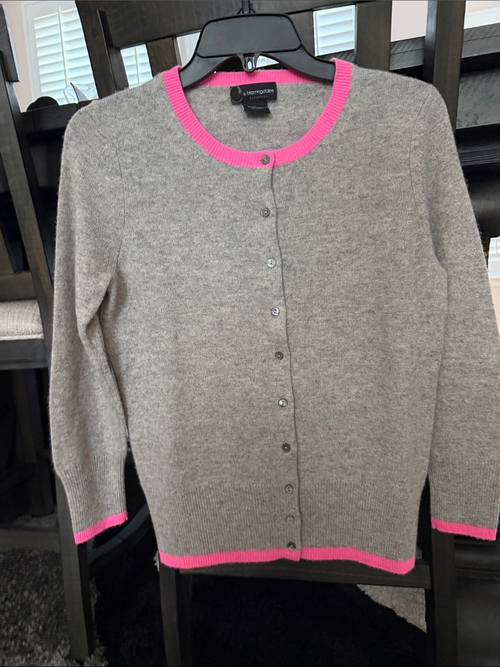 Grey Cardigan with Pink Trim - Charming Charlie